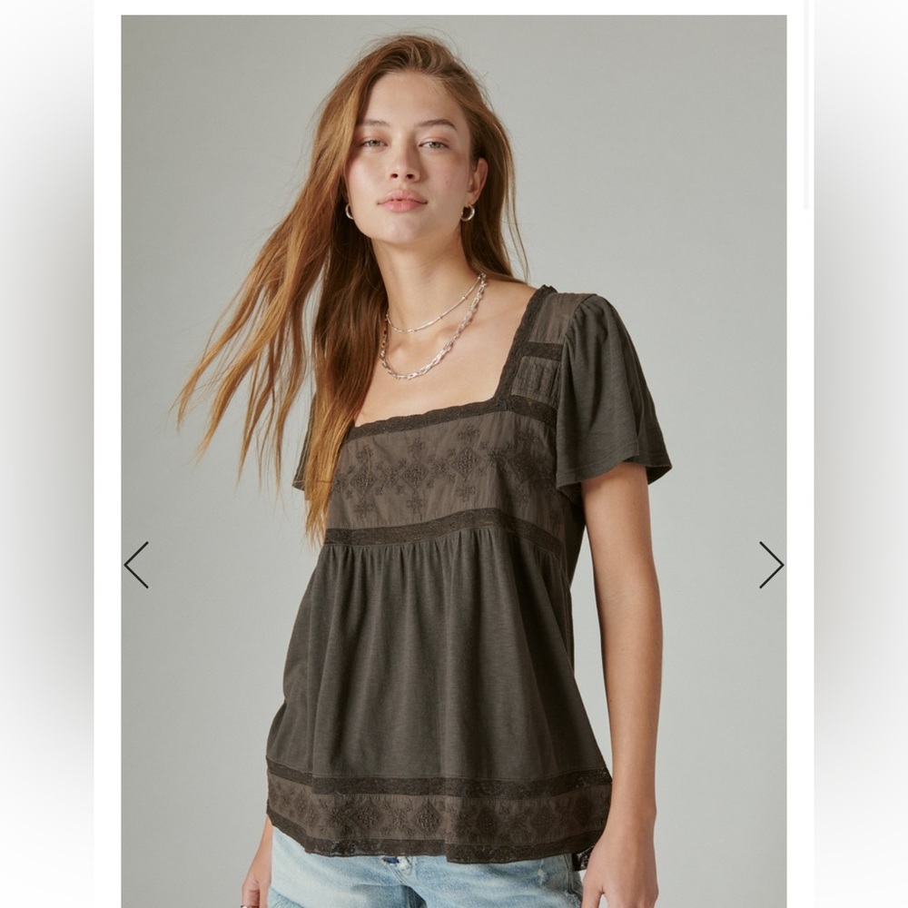 Lucky Brand - Embroidered Black Tee